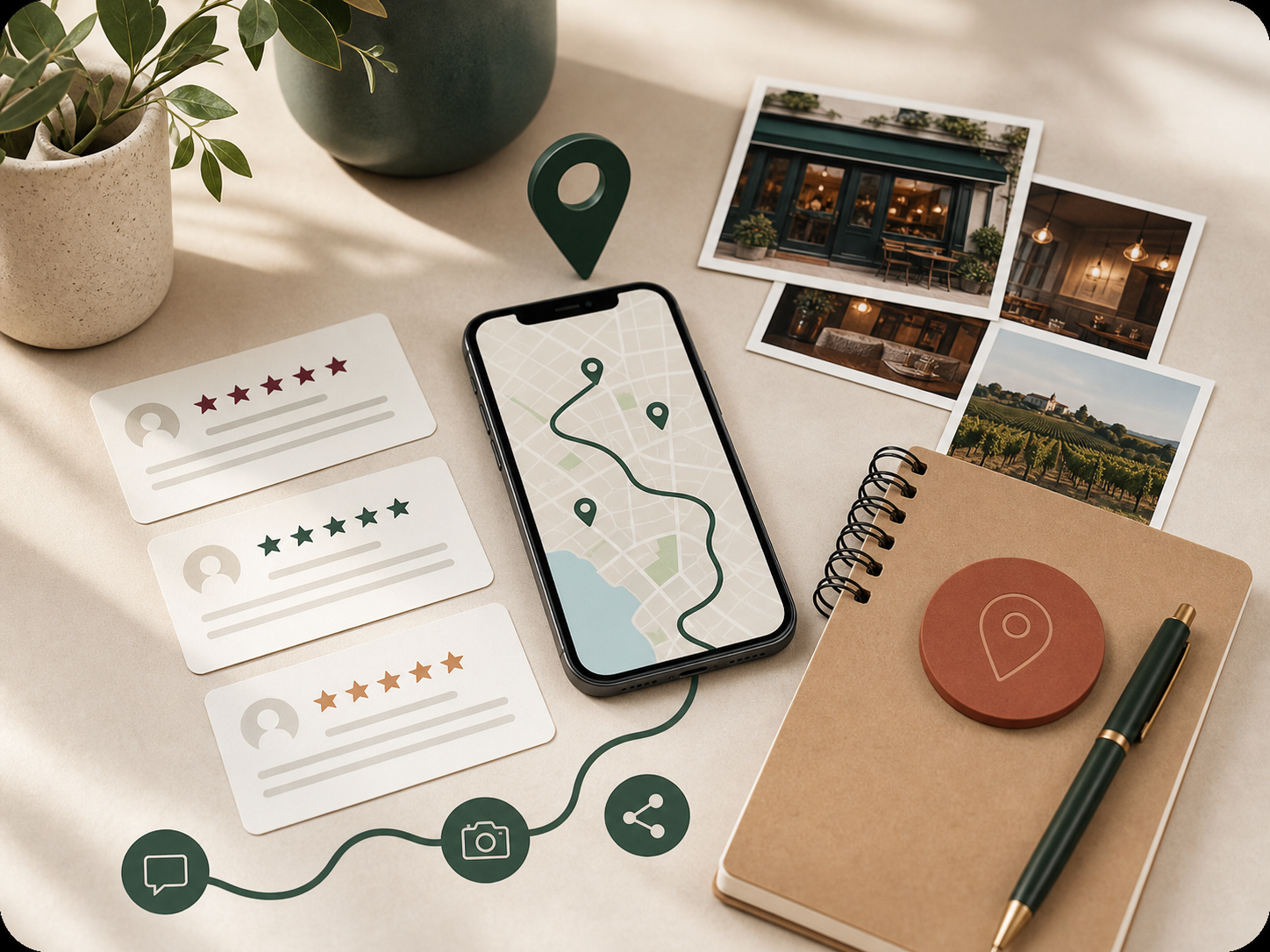 Outils de visibilité locale avec carte, avis et contenus pour une entreprise à Bordeaux